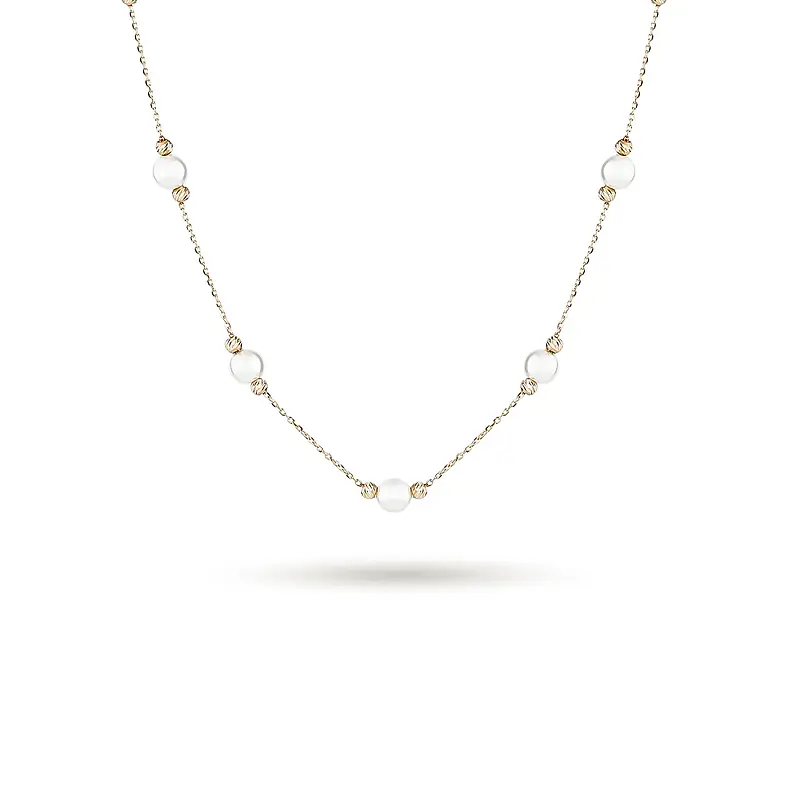 7c85aeee3d0cc3ffe1df232090e7e3f5 گردنبند زنانه طلا طرح مروارید کد MT۱۱۰۷ - Image 1