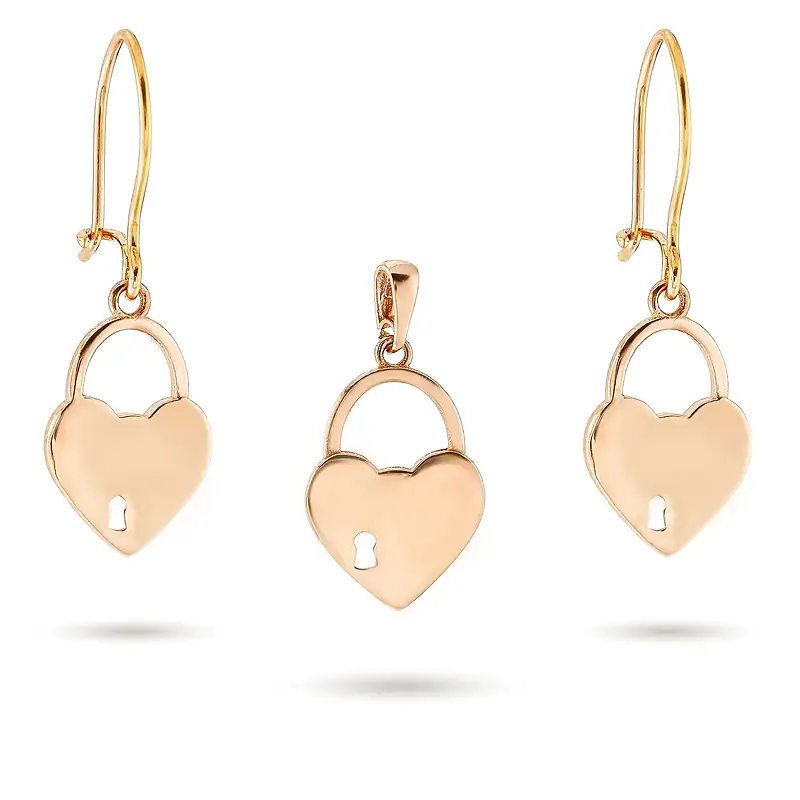 8f31801214c072bd685229eae6f70620 نیم ست زنانه طلا قلب قفل کد MT۶۹۹ - Image 1