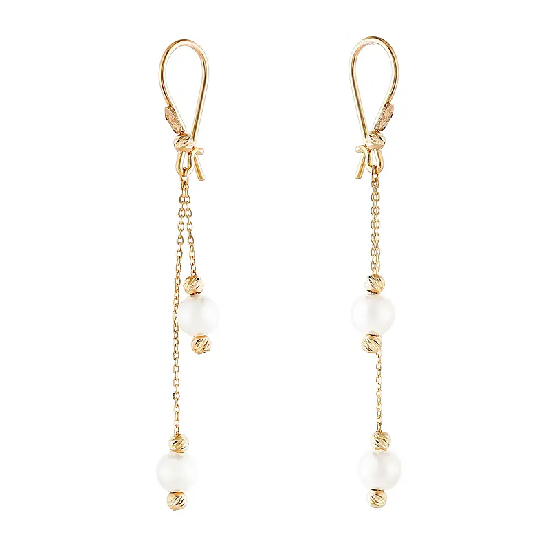 a416ff427ec960368a11f1da7fe2b47d گوشواره طلا زنانه آویزدار طرح مروارید کد MT۱۱۰۹ - Image 1