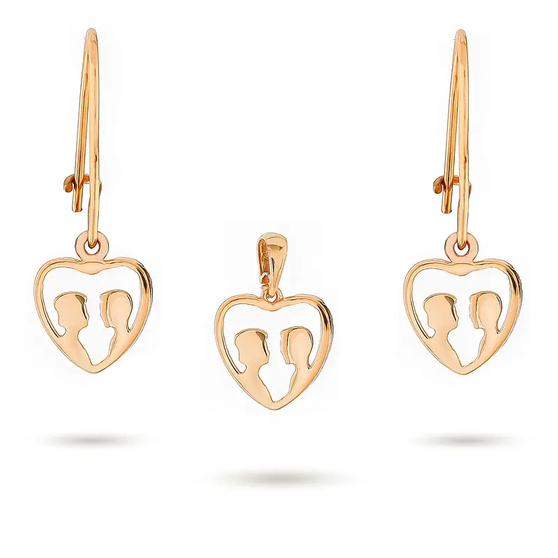 a8c9369ce04dfddc92993e02d3174627 نیم ست زنانه طلا قلب زوج کد MT۶۹۷ - Image 1