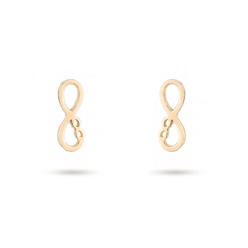 e2dba1074aa4adc43b9c6c9567bfa571 گوشواره طلا زنانه میخی ماکان طرح بینهایت MT۱۰۴۷ - Image 1