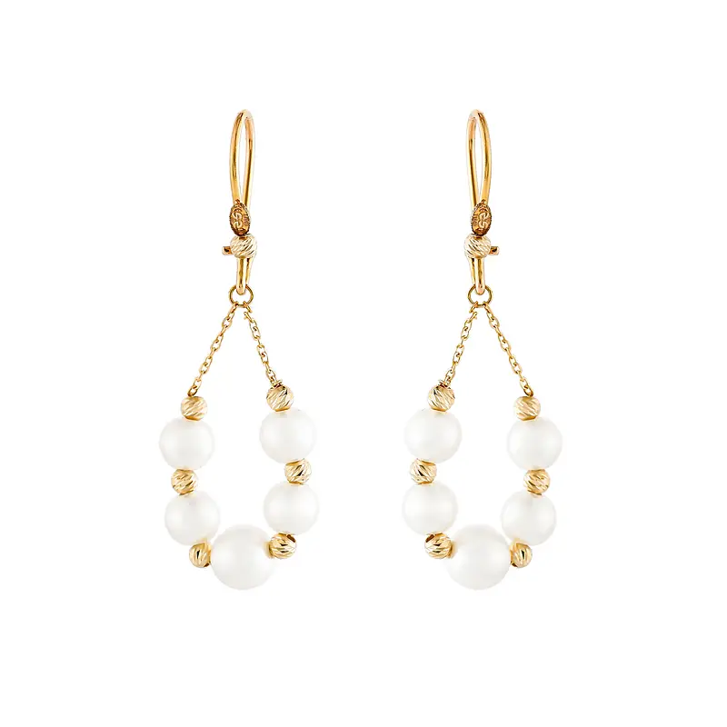 e4aa62767364d3a637d131dbc6067d4d گوشواره طلا زنانه آویزدار طرح مروارید کد MT۱۱۱۰ - Image 1