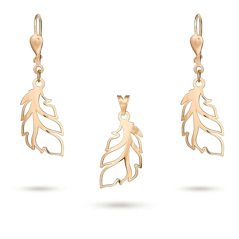 f136228435cbbd8098ecda879718a730 نیم ست زنانه طلا طرح برگ کد MT۹۳۷ - Image 1