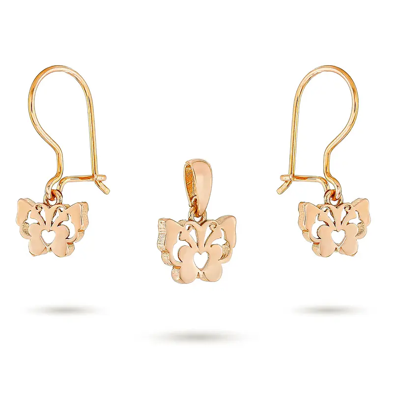 fc23af726dd18b754f11b98c969a3ba6 نیم ست زنانه طلا پروانه کد MT۶۹۵ - Image 1